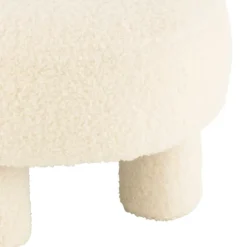 Pouf rond avec dossier en tissu bouclette