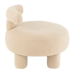 Pouf rond avec dossier en tissu bouclette