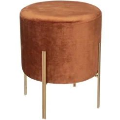 Pouf rond en métal et velours