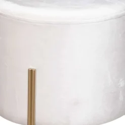 Pouf rond en métal et velours