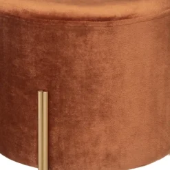 Pouf rond en métal et velours