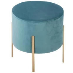 Pouf rond en métal et velours