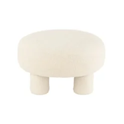 Pouf rond en tissu bouclé