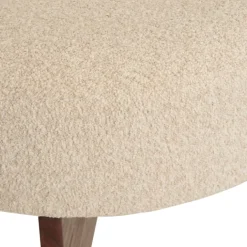Pouf rond en tissu bouclette avec base bois