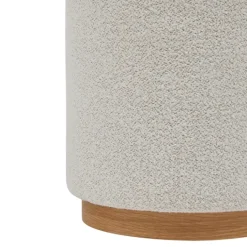 Pouf rond en tissu bouclette avec base bois