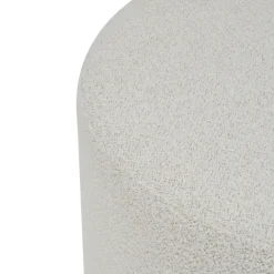 Pouf XL rond en tissu bouclette avec base bois