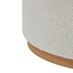 Pouf XL rond en tissu bouclette avec base bois