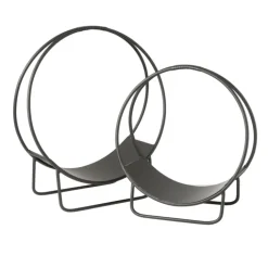 Range bûches panier rond en métal