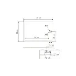 Receveur de douche extra-plat en résine effet pierregrille linéaire chrome