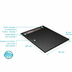 Receveur de douche extra-plat en résine effet pierregrille linéaire chrome