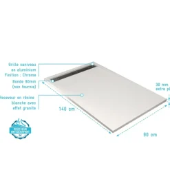 Receveur de douche extra-plat en résine effet pierregrille linéaire chrome