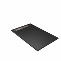 Receveur de douche extra-plat en résine effet pierregrille linéaire chrome