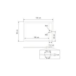 Receveur de douche extra-plat en résine effet pierregrille linéaire chrome
