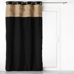 Rideau bi-matière avec toile de jute imprimée