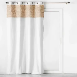 Rideau bi-matière avec toile de jute imprimée