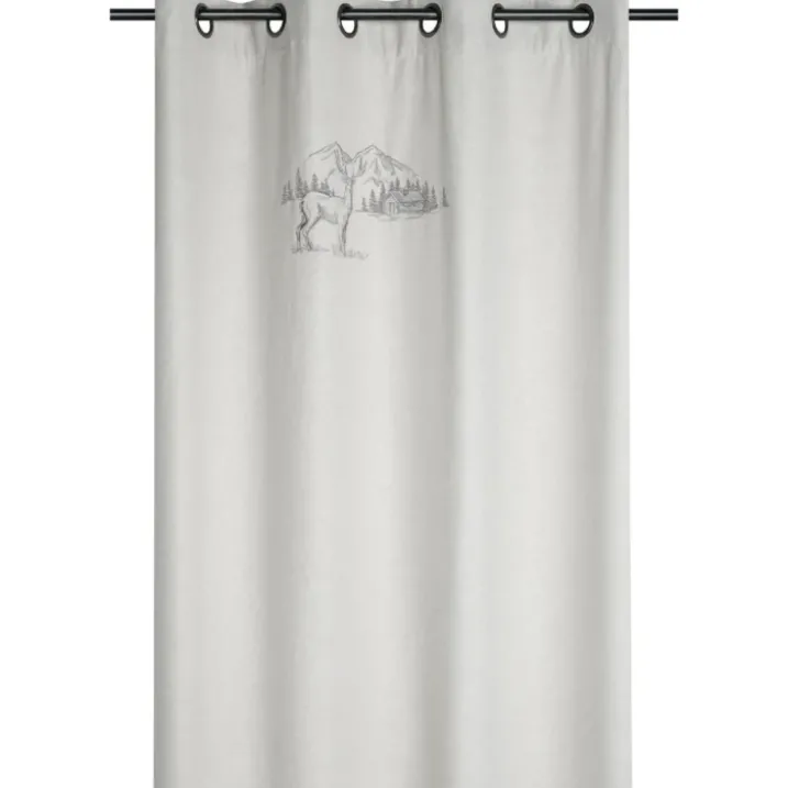 Rideau cerf esprit chalet effet laine brodé