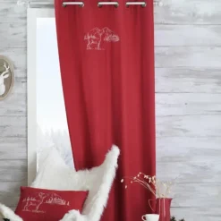 Rideau cerf esprit chalet effet laine brodé