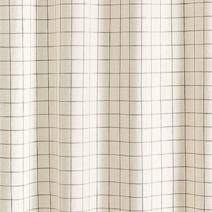 Rideau 100% coton à carreaux beige LOURMARIN