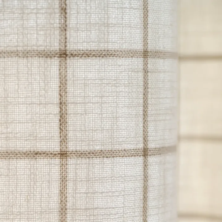Rideau 100% coton à carreaux beige LOURMARIN