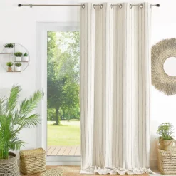 Rideau 100% coton à rayures beige LOURMARIN