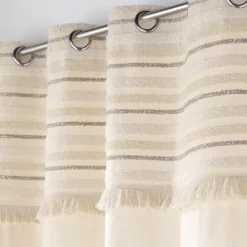 Rideau court à œillets en coton avec top tissé et franges