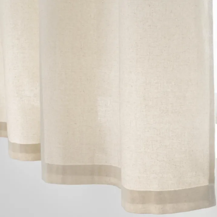 Rideau court à œillets en coton avec top tissé et franges