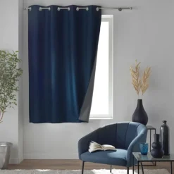 Rideau court occultant à œillets en chambray uni