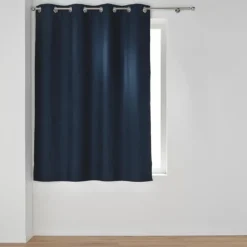 Rideau court occultant à œillets en chambray uni
