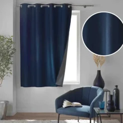 Rideau court occultant à œillets en chambray uni