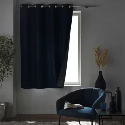 Rideau court occultant à œillets en chambray uni