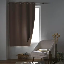 Rideau court occultant, isolant thermique et phonique en chambray