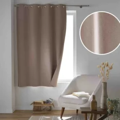 Rideau court occultant, isolant thermique et phonique en chambray