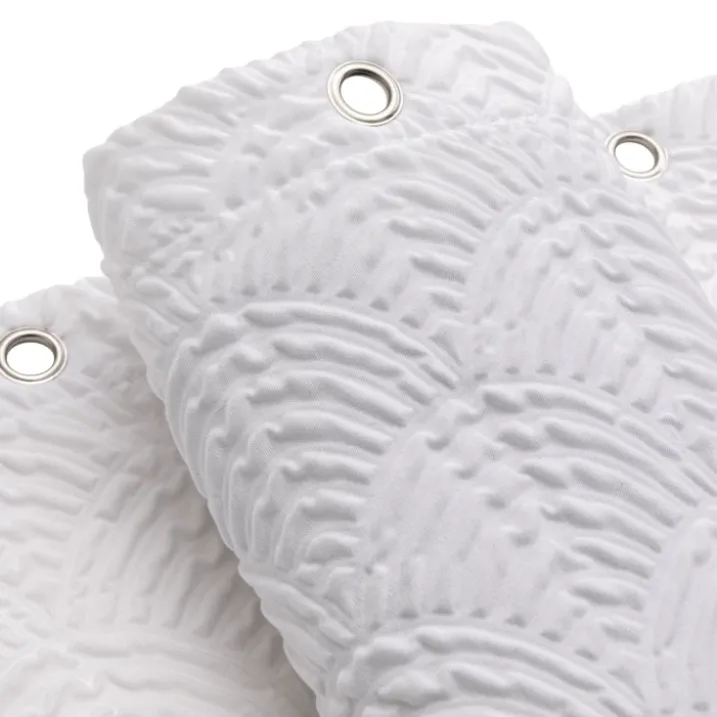 Rideau de douche gaufré en microfibre avec crochets