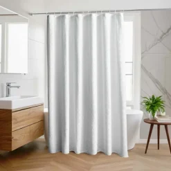 Rideau de douche gaufré en microfibre avec crochets