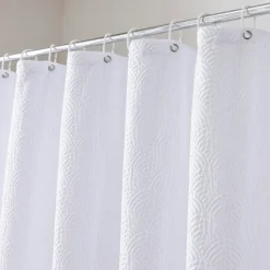 Rideau de douche gaufré en microfibre avec crochets