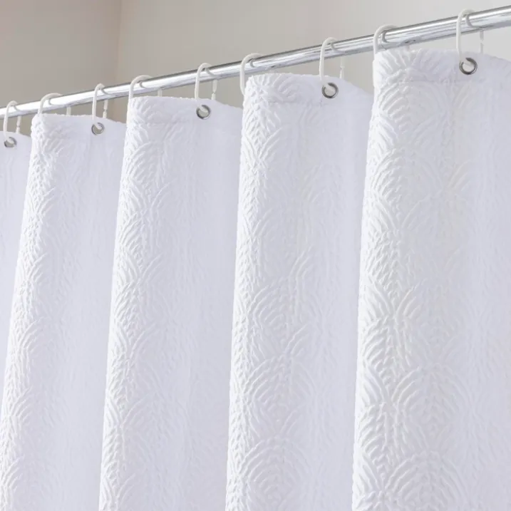 Rideau de douche gaufré en microfibre avec crochets