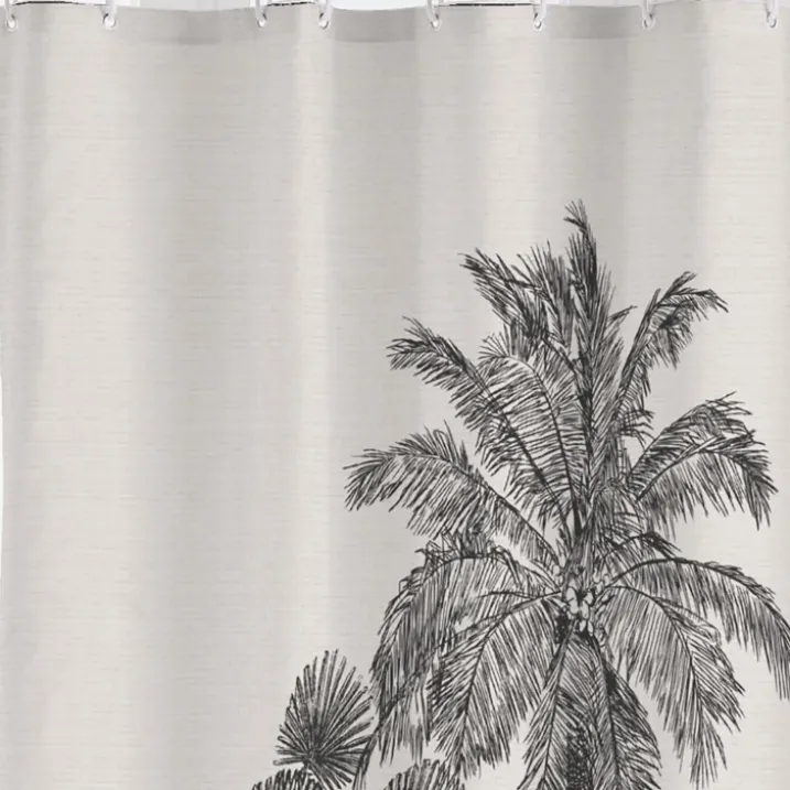Rideau de douche imprimé tropical avec crochets