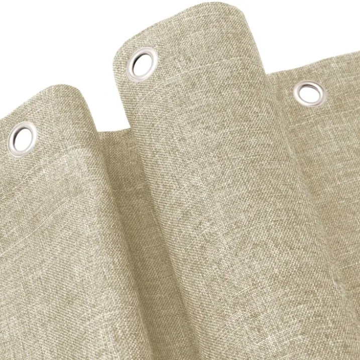 Rideau de douche uni aspect chambray avec crochets