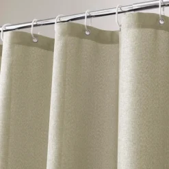 Rideau de douche uni aspect chambray avec crochets