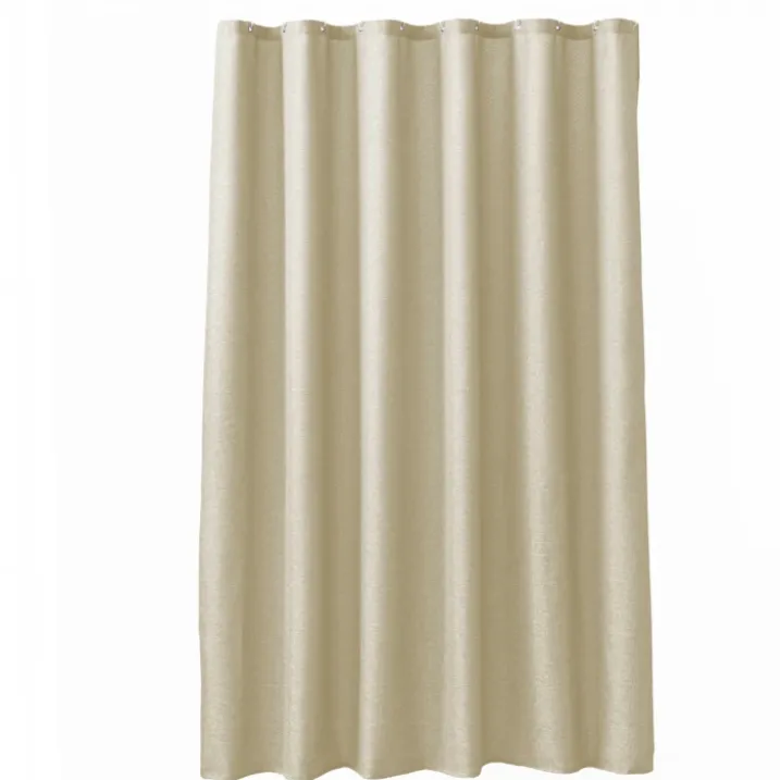 Rideau de douche uni aspect chambray avec crochets
