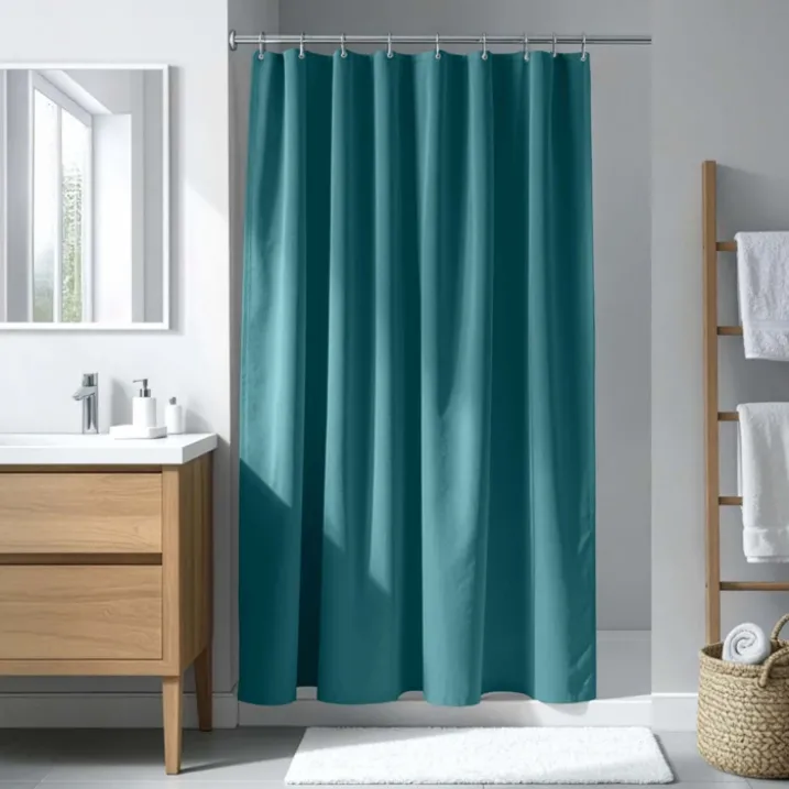 Rideau de douche uni avec crochets