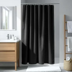 Rideau de douche uni avec crochets