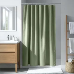 Rideau de douche uni avec crochets