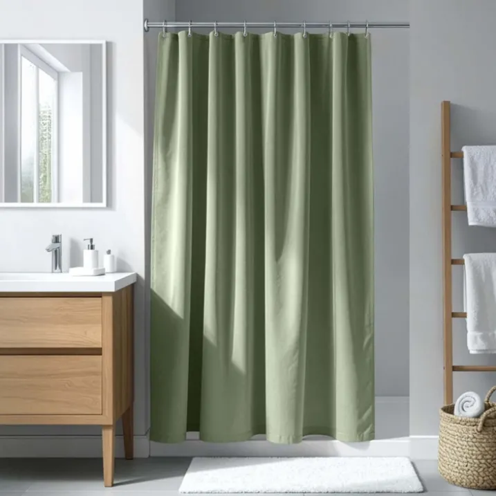 Rideau de douche uni avec crochets