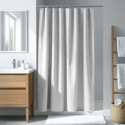 Rideau de douche uni avec crochets