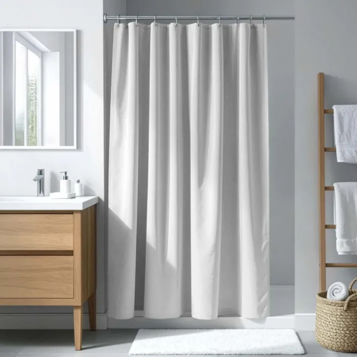 Rideau de douche uni avec crochets