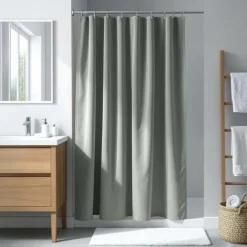 Rideau de douche uni avec crochets