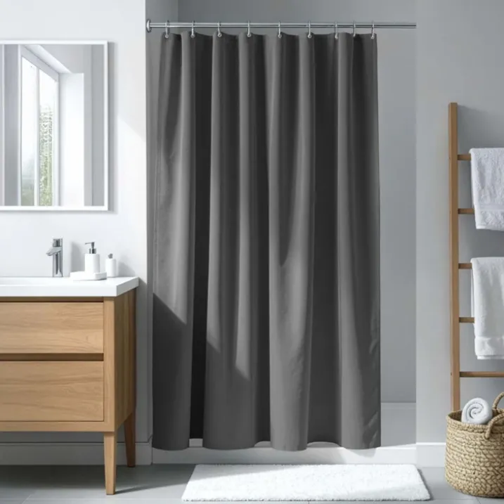 Rideau de douche uni avec crochets