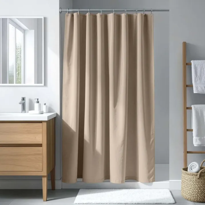 Rideau de douche uni avec crochets