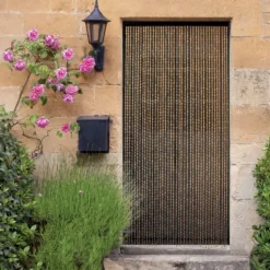 Rideau de perles en bois et bambou